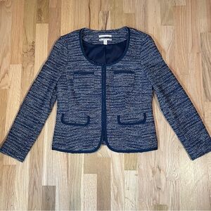 Banana Republic Blue Tweed Blazer Suit Jacket Academia Corpcore Womens Size 6